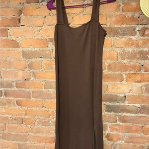 Old Navy Brown Sheath Midi Dress Square Neck Sleeveless